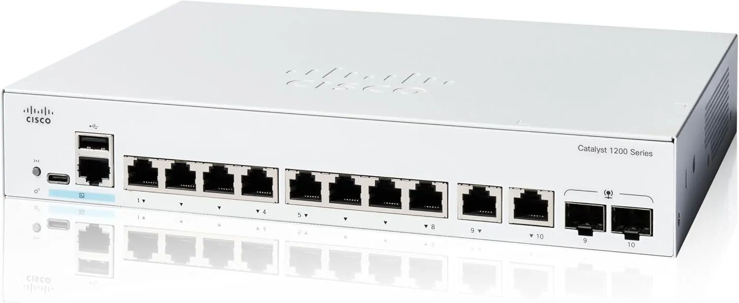 [最新產品] Cisco Catalyst 1200 8-Port Gigabit Ethernet   2-Port Combo Smart Managed Switch (C1200-8T-E-2G-UK/NE-128TE2G)