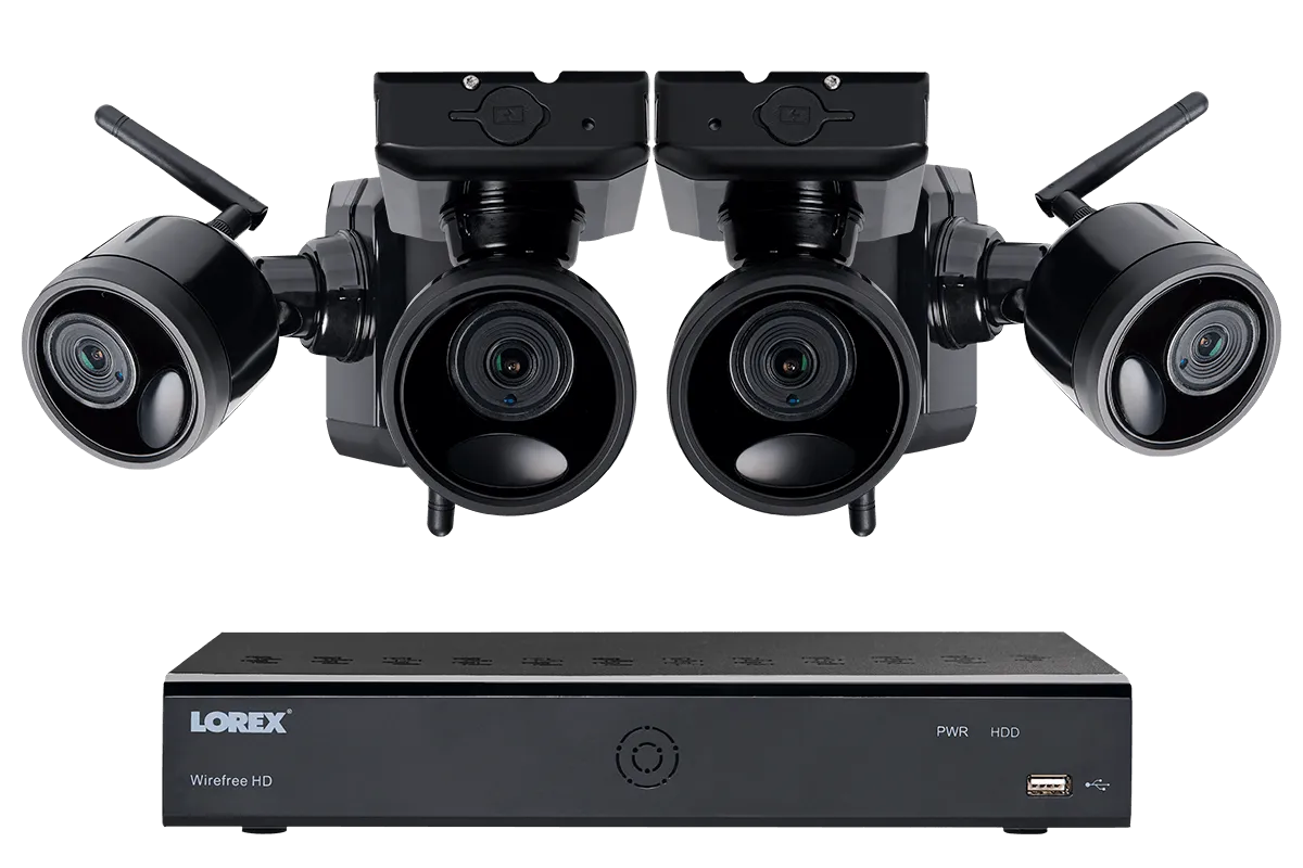 1080p Outdoor Wireless Camera System, 4 Rechargeable Wire Free Battery Powered Black Cameras, 75ft Night Vision, 1TB Hard drive, No Monthly Fees