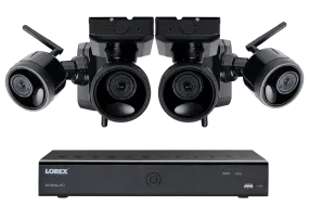 1080p Outdoor Wireless Camera System, 4 Rechargeable Wire Free Battery Powered Black Cameras, 75ft Night Vision, 1TB Hard drive, No Monthly Fees