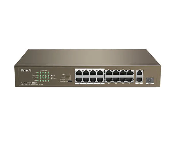 16FE 2GE/1SFP Desktop Switch With 16-Port PoE