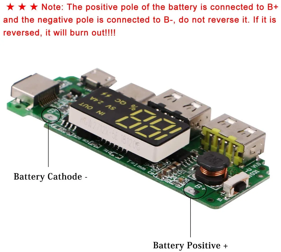 18650 5V 2.4A Dual USB   Type-C   Micro   Lightning/Apple USB Power Bank With LED Display 18650 Charger Board