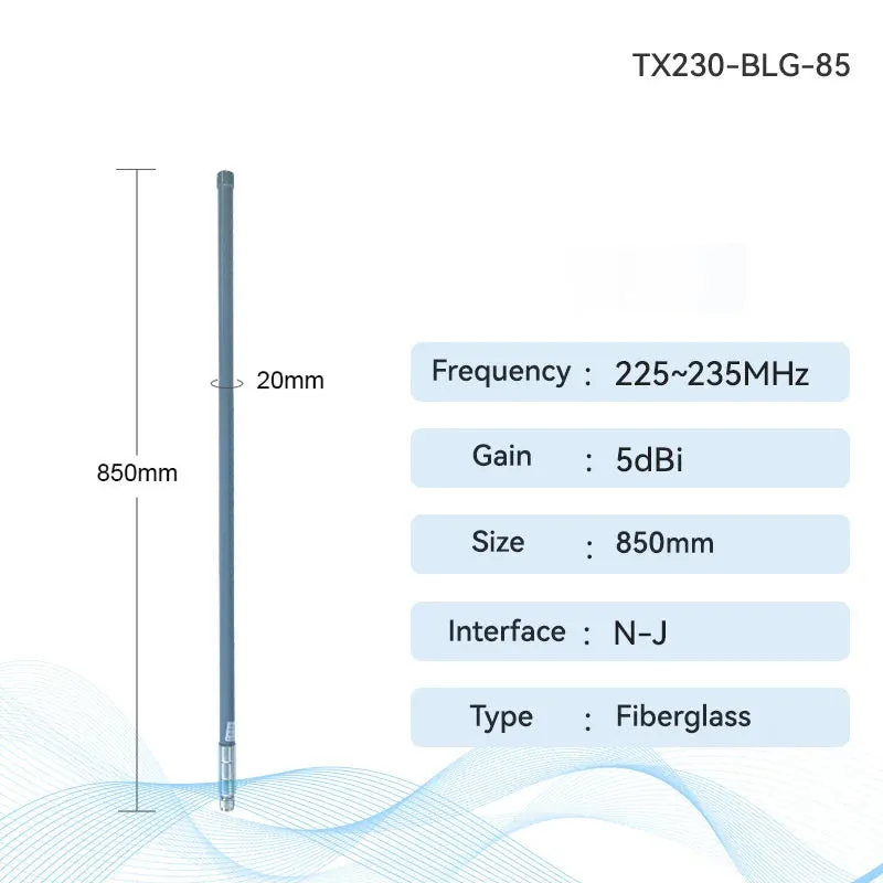 230MHz Rubber Antenna Fiberglass Antenna SMA-J Interface 50 Ohm Impedance  4.0dBi Sucker Antenna For Wireless Module Modem TX230-BLG-85