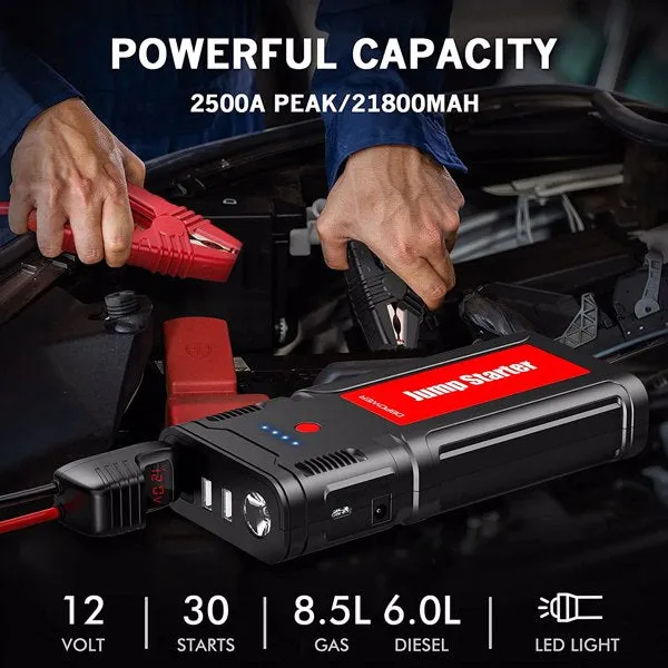 2500A 21800mAh Portable Car Jump Starter Auto Battery Booster Pack