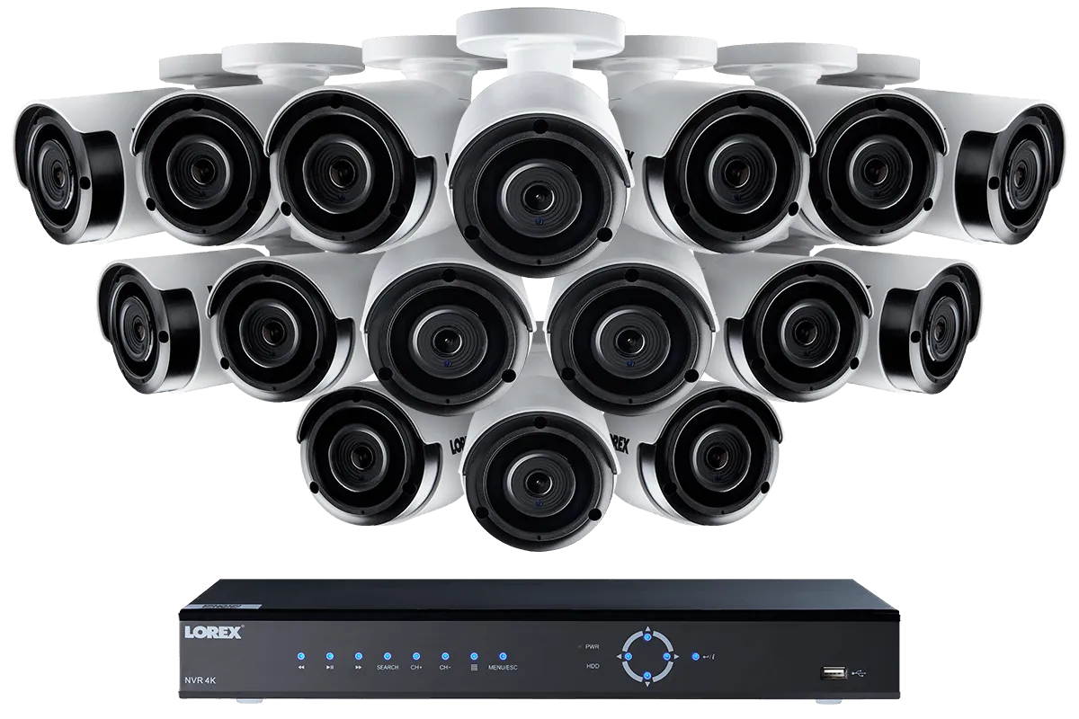 2K Super HD IP NVR security camera system with 16 2K (4MP) IP cameras, 130FT night vision