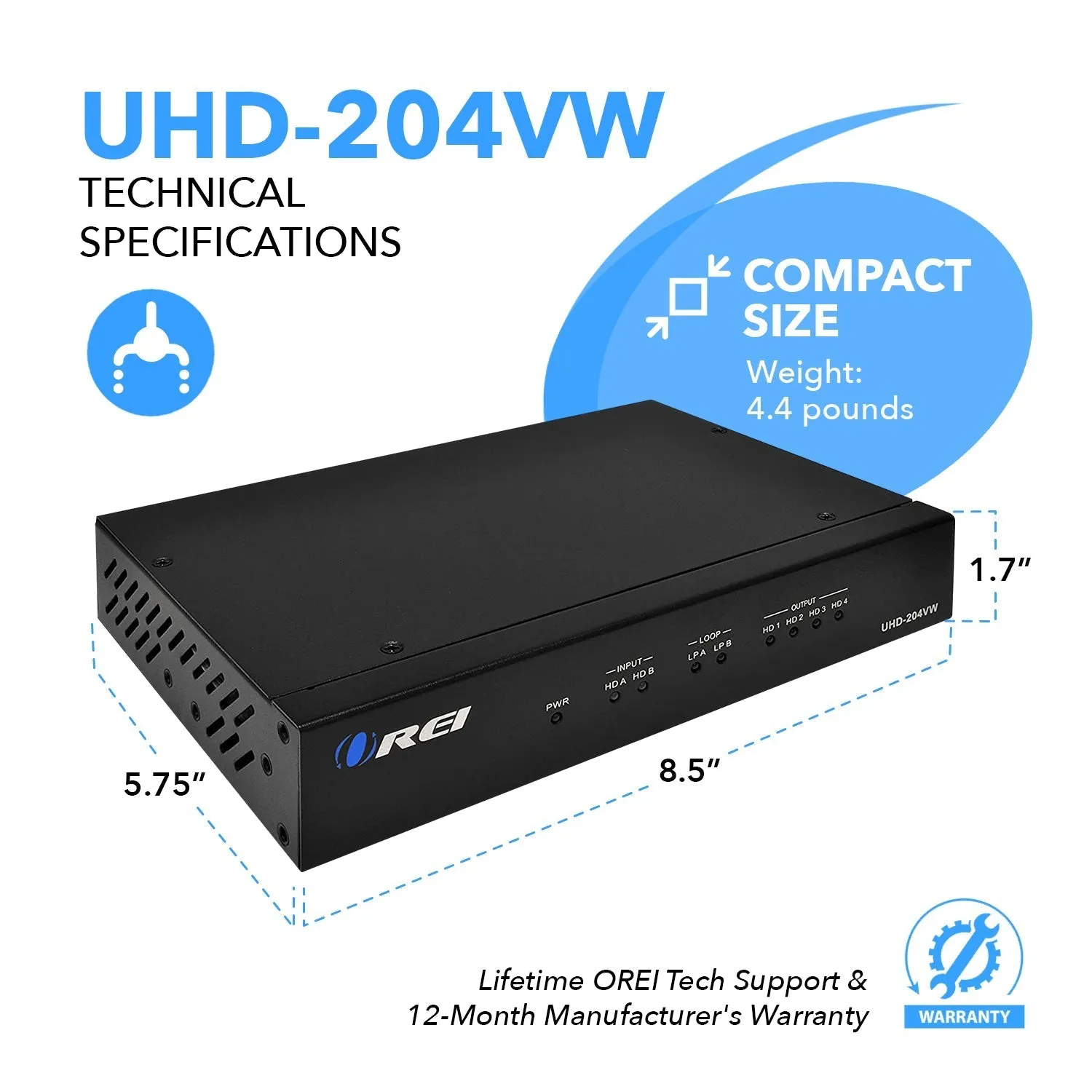 2x4 Video Wall Controller with 180 degree rotation (UHD-204VW)