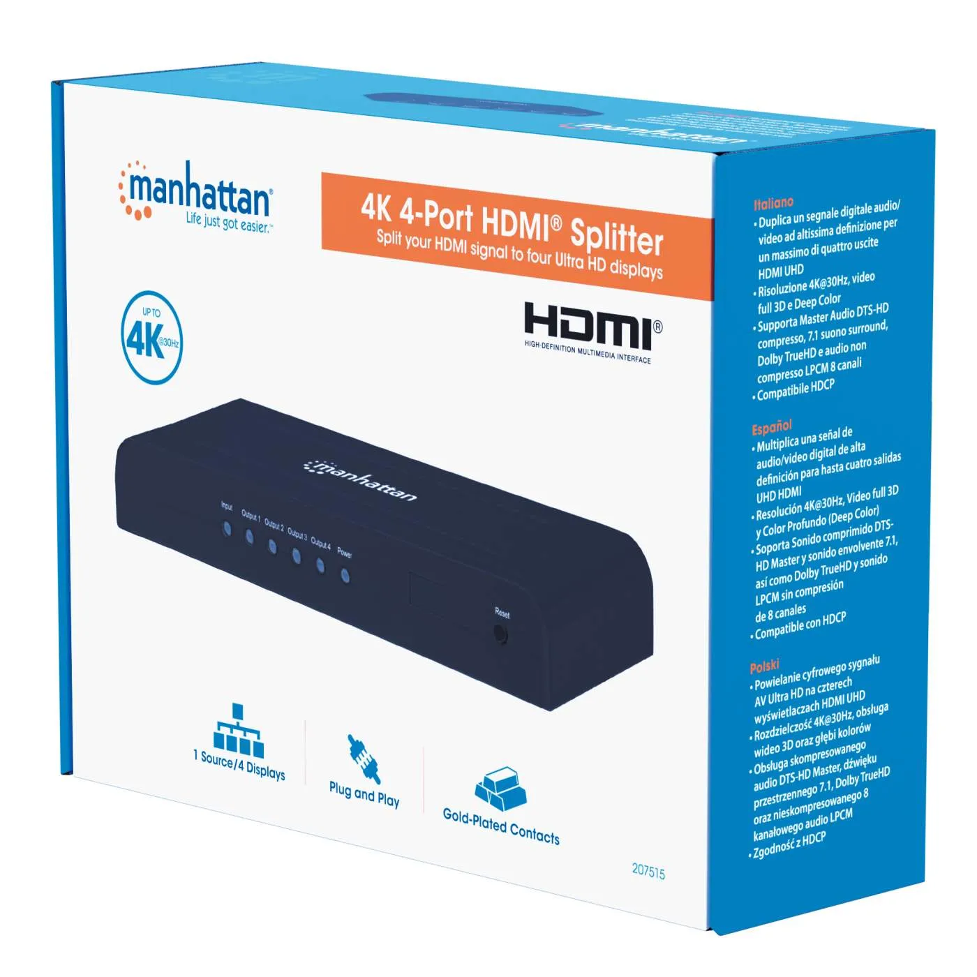 4K 4-Port HDMI Splitter