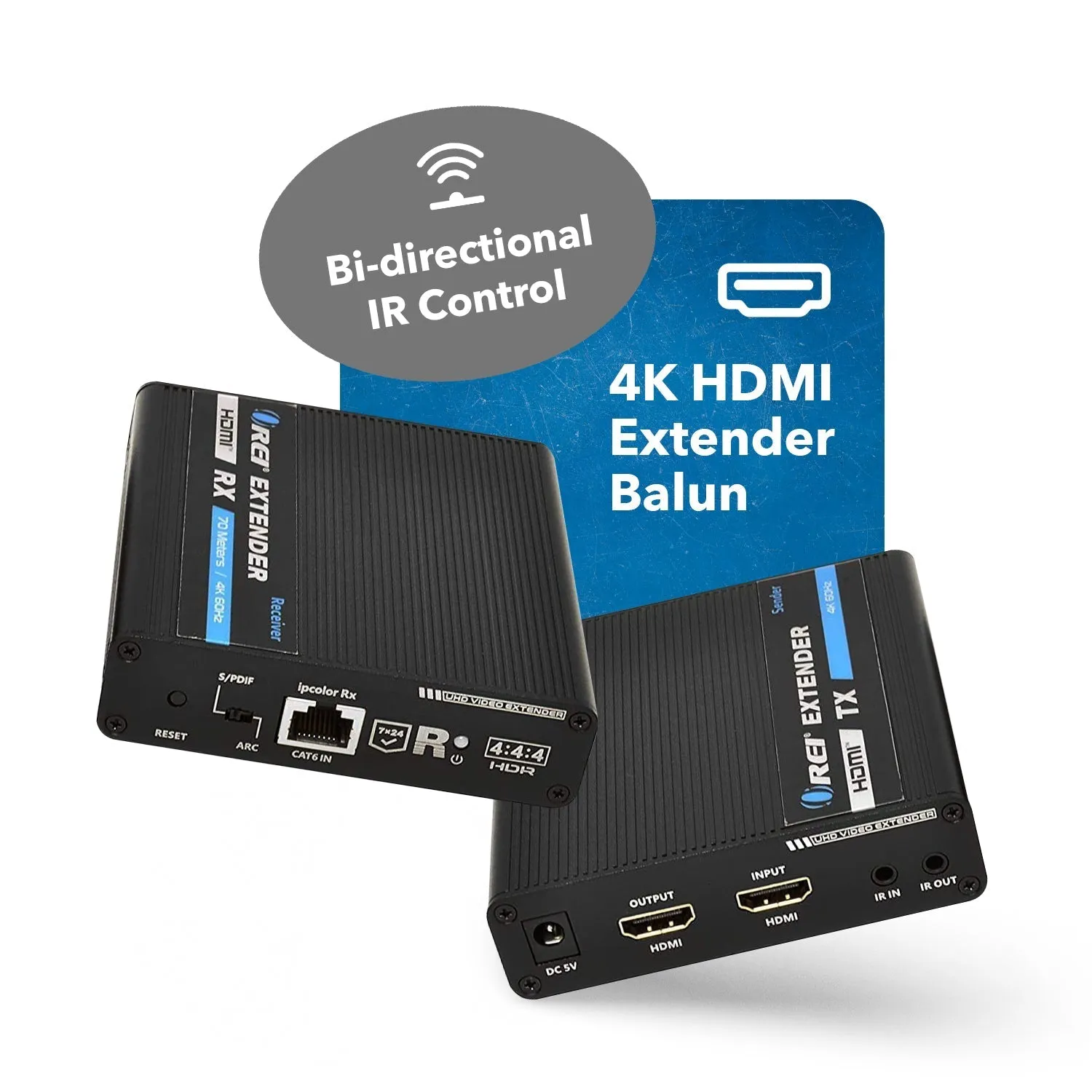 4K HDMI Extender Over CAT6/7 -230 ft -IR Blaster & Audio Extraction (UHD-IPC230-K)