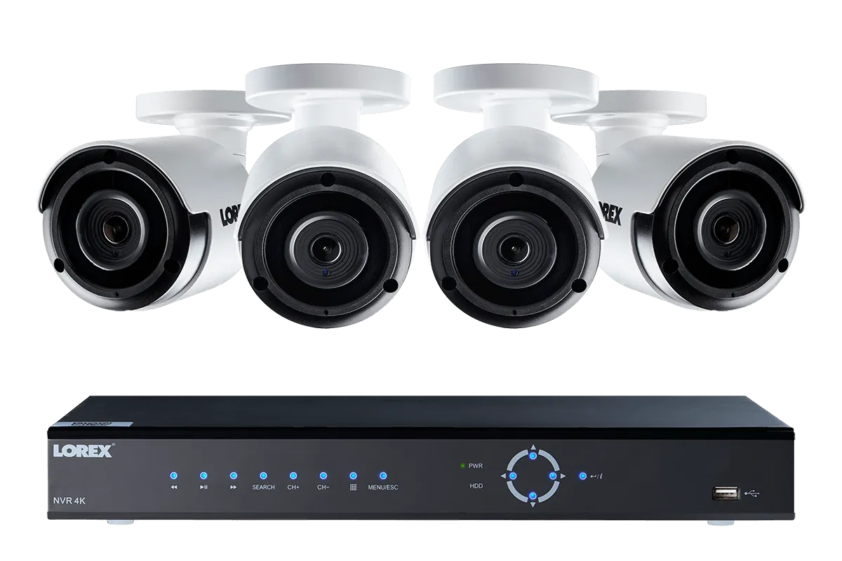 4K Ultra HD IP NVR security camera system with four 2K 4MP IP cameras