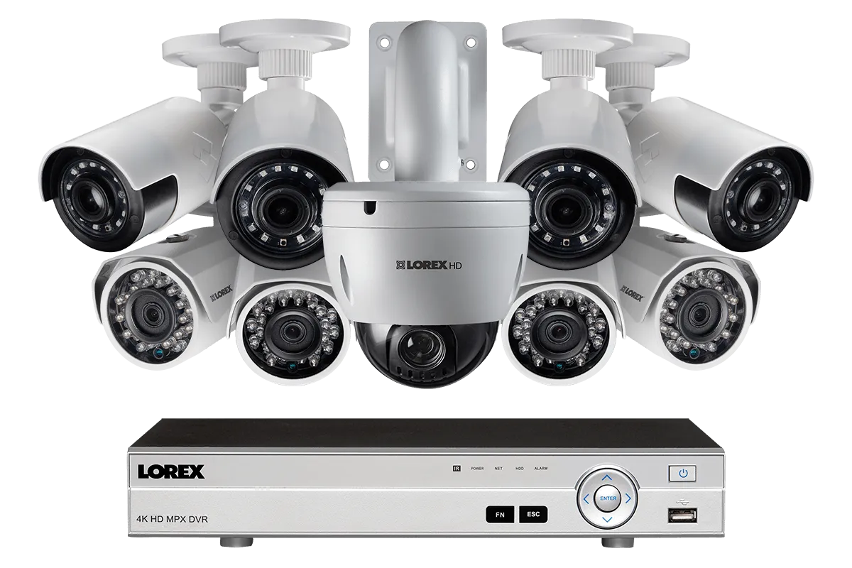 9 Camera HD Home Security System featuring 4 Ultra-Wide Angle Cameras and PTZ