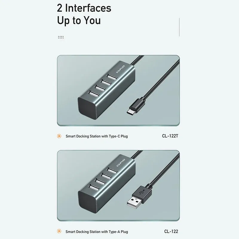 Awei Type-C Extender USB 2.0 Docking Station For laptop Tablet Type A Computer Splitter for Data Transmission Charging