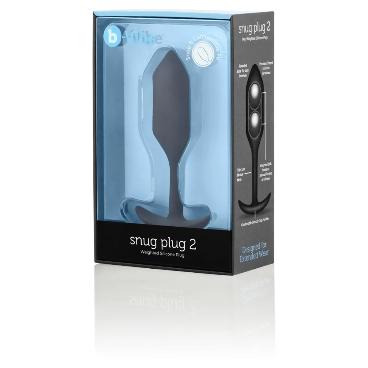 b-Vibe Snug Plug 2 Weighted Silicone Butt Plug Black