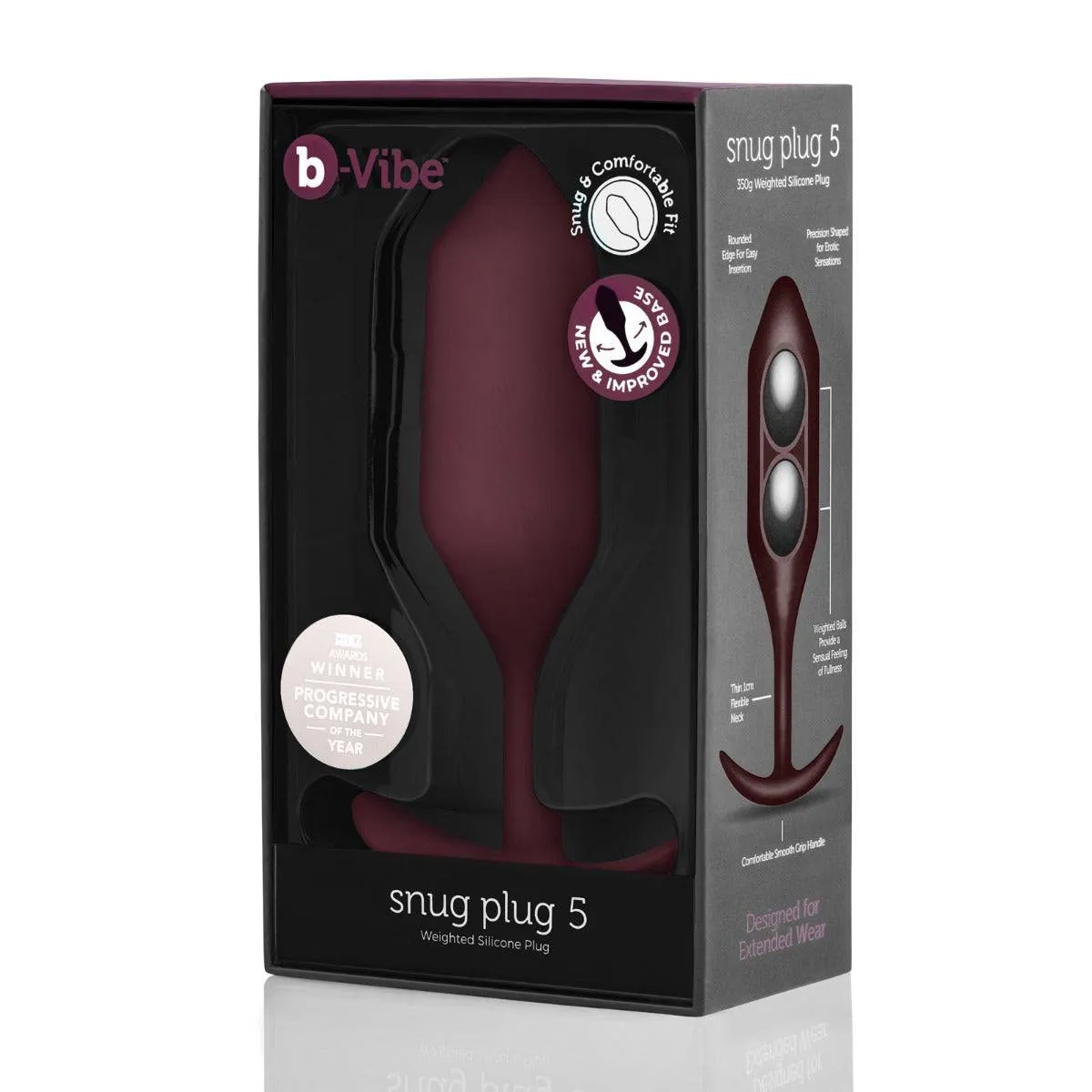 b-Vibe Snug Plug 5 Weighted Silicone Butt Plug Maroon