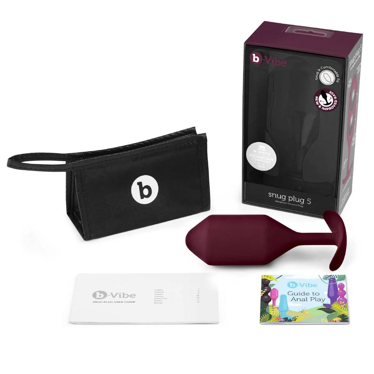 b-Vibe Snug Plug 5 Weighted Silicone Butt Plug Maroon