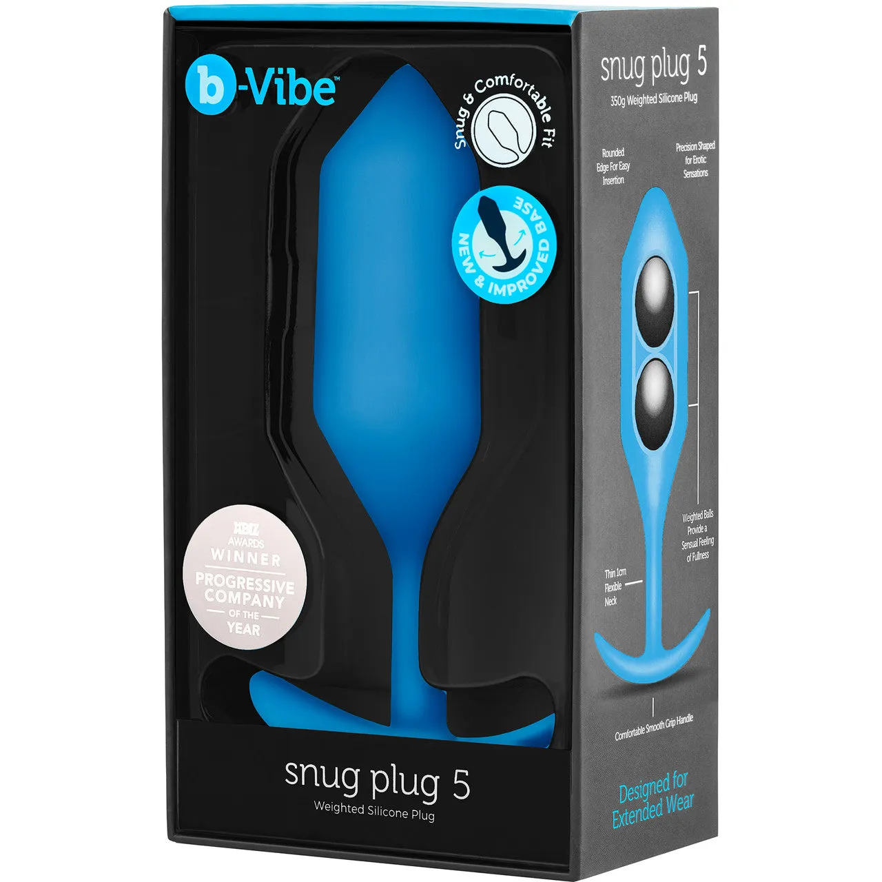 b-Vibe Snug Plug 5 XXL Silicone Weighted Butt Plug - Blue