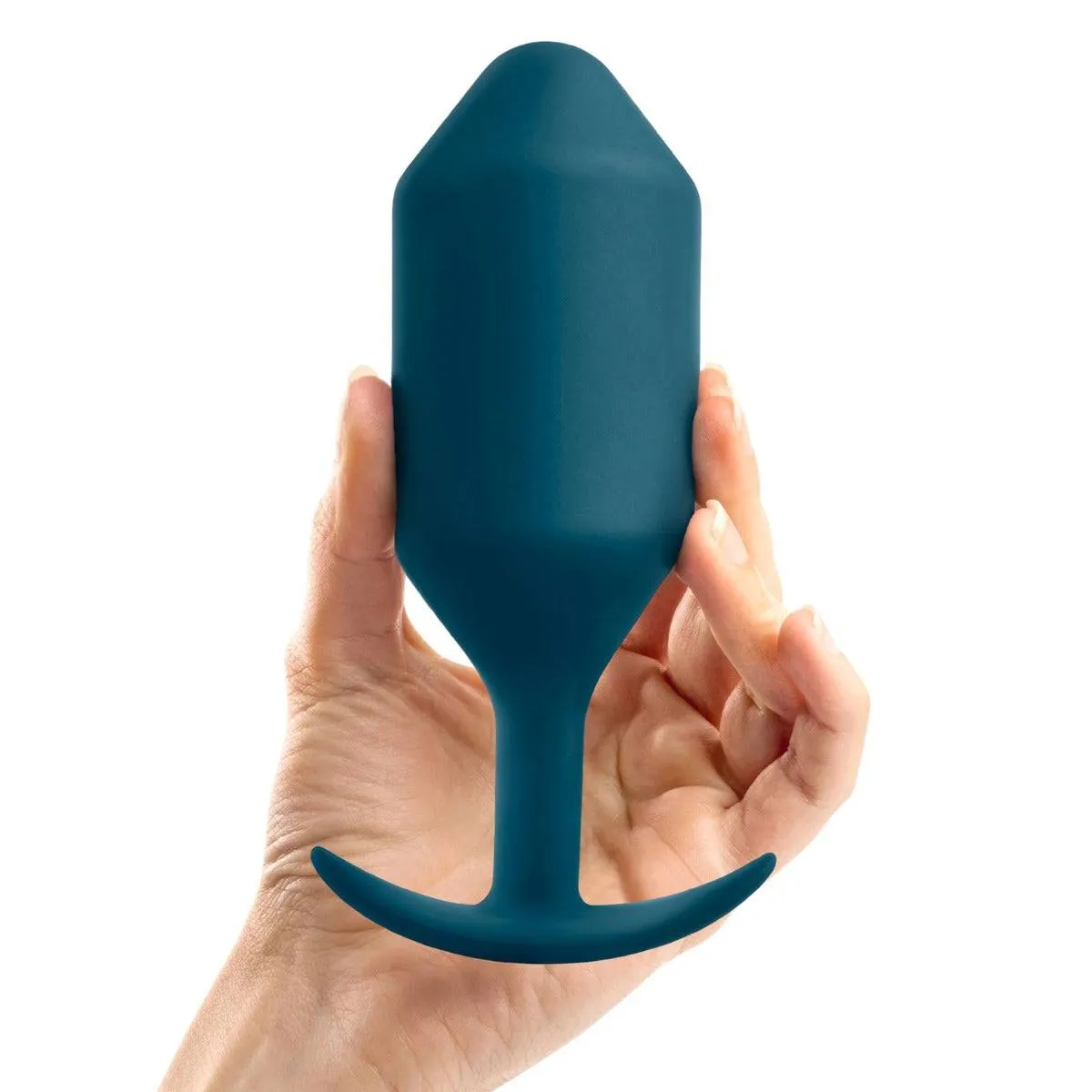 b-Vibe Snug Plug 6 Weighted Silicone Butt Plug Marine Blue