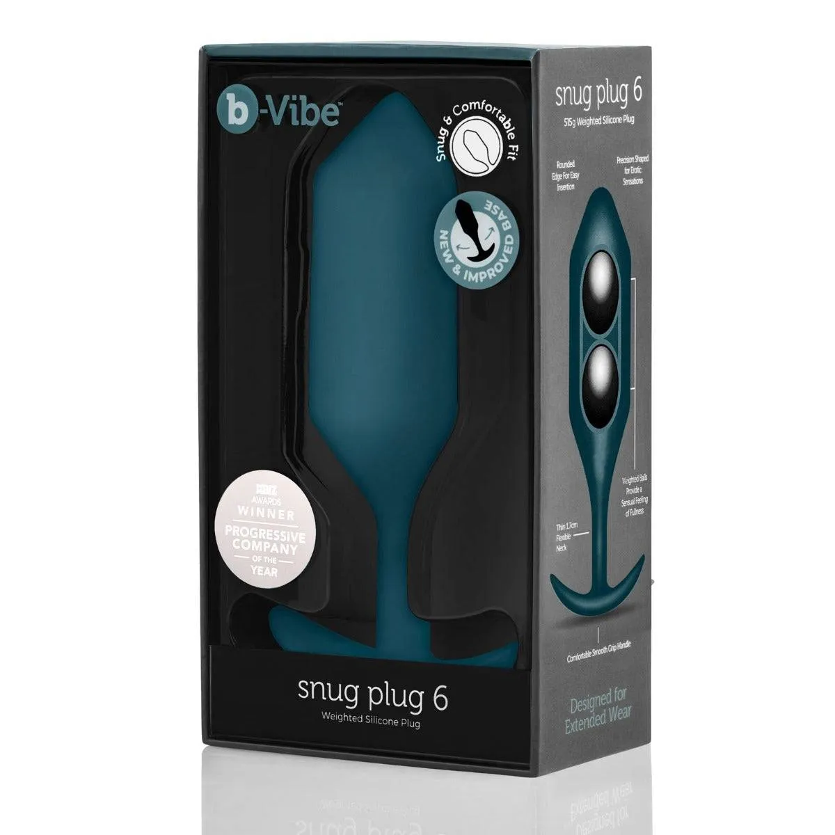 b-Vibe Snug Plug 6 Weighted Silicone Butt Plug Marine Blue