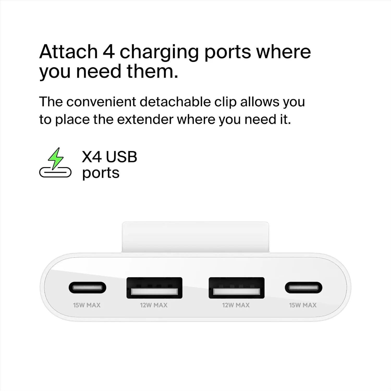 Belkin Boost Charge 4 Port USB Power Extender White - BUZ001bt2MWHB7