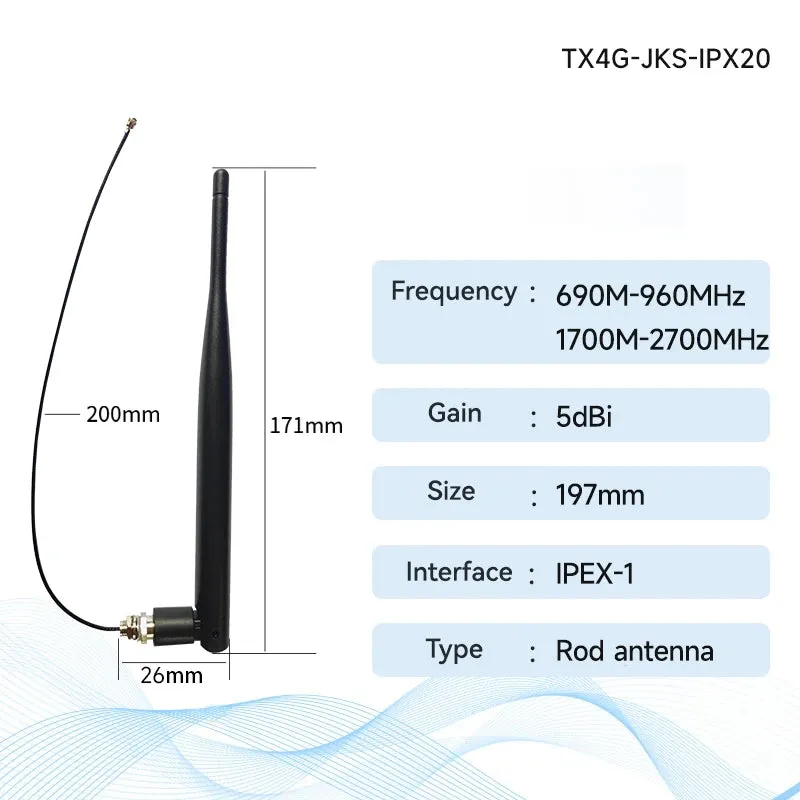 Bendable Rubber Rod Antenna CDEBYTE 230/470/868/915MHz IPEX-1 3dBi Wide Frequency Band Small VSWR 90°Foldable Antenna TX230-JKS-IPX20