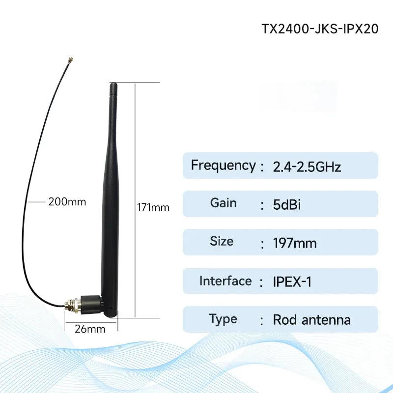 Bendable Rubber Rod Antenna CDEBYTE 230/470/868/915MHz IPEX-1 3dBi Wide Frequency Band Small VSWR 90°Foldable Antenna TX230-JKS-IPX20