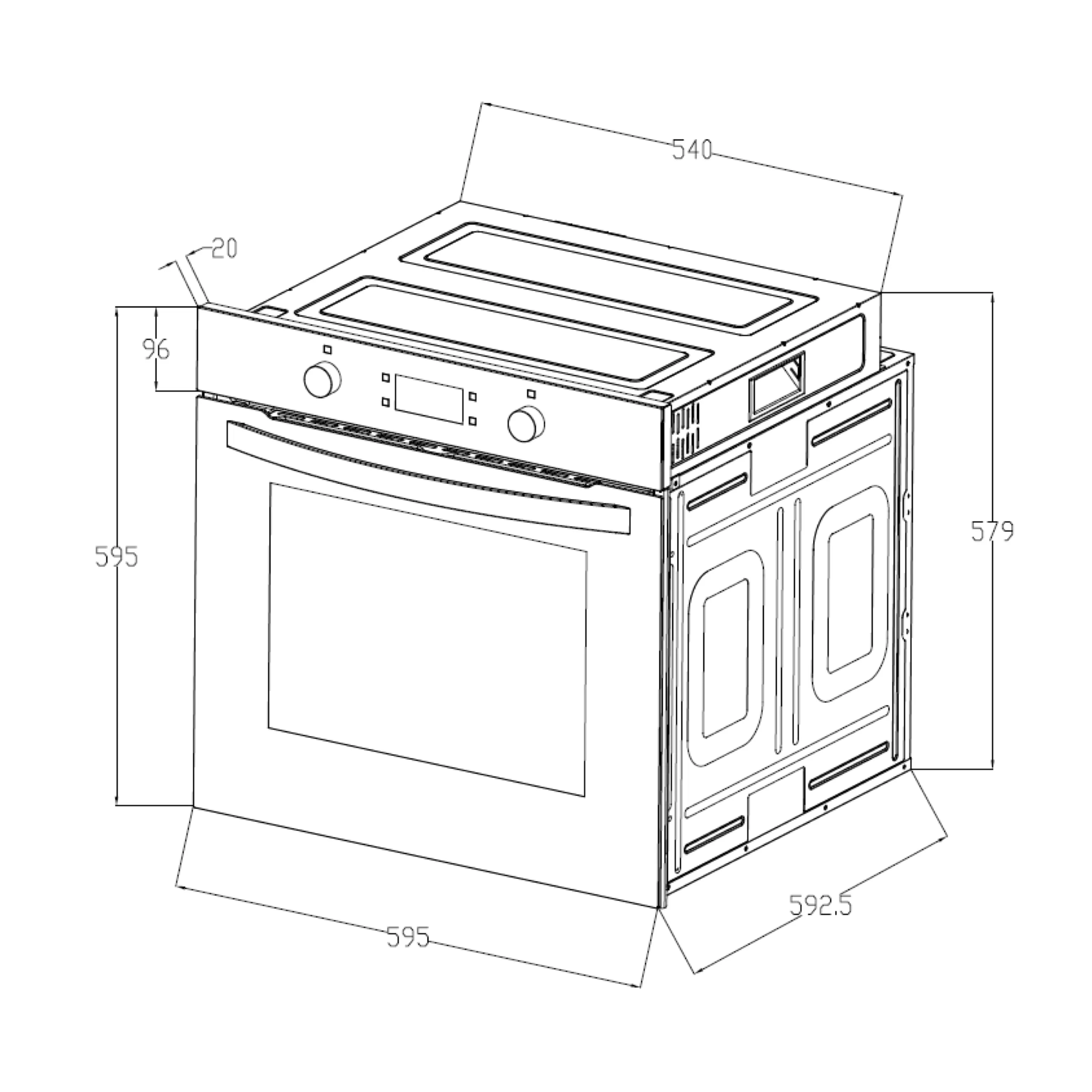 Bordeaux 60cm Electric Built-in Pyrolytic Oven Self-Cleaning LABO71MPX