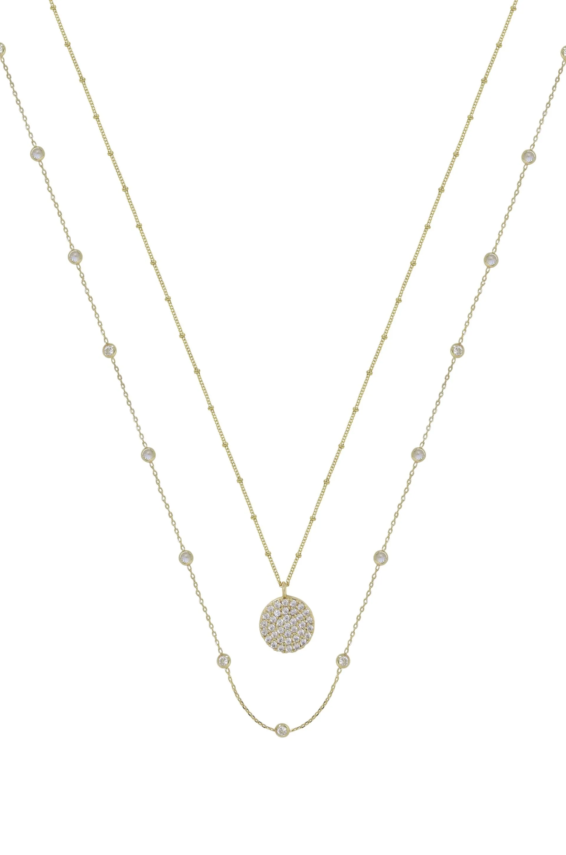 Crystal Disc Layered Necklace Set