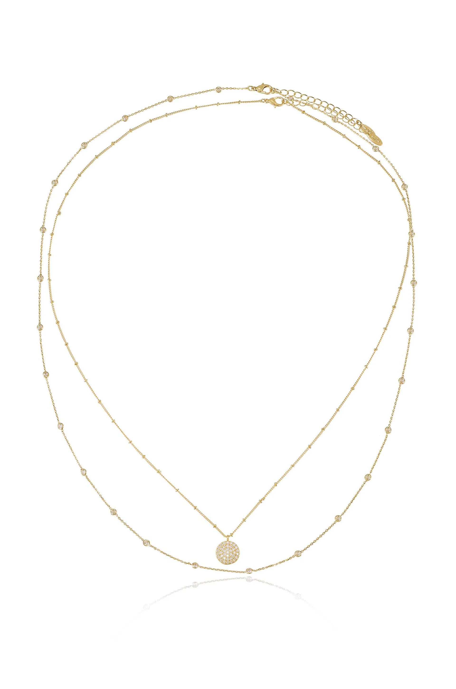 Crystal Disc Layered Necklace Set