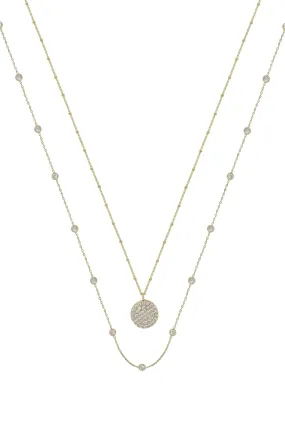 Crystal Disc Layered Necklace Set