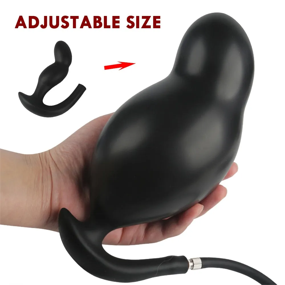 Double Layer Inflated Super Big Anal Dilator Prostate Massage Extender Pump Dildo Butt Plug