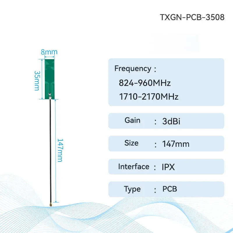 Ebyte TXGN-PCB-3508 4G PCB Antenna CDEBYTE Build-in Antenna Support WCDMA/LET/DTU/4G/5G 826~960 MHz 1710~2170 MHz IPEX Interface