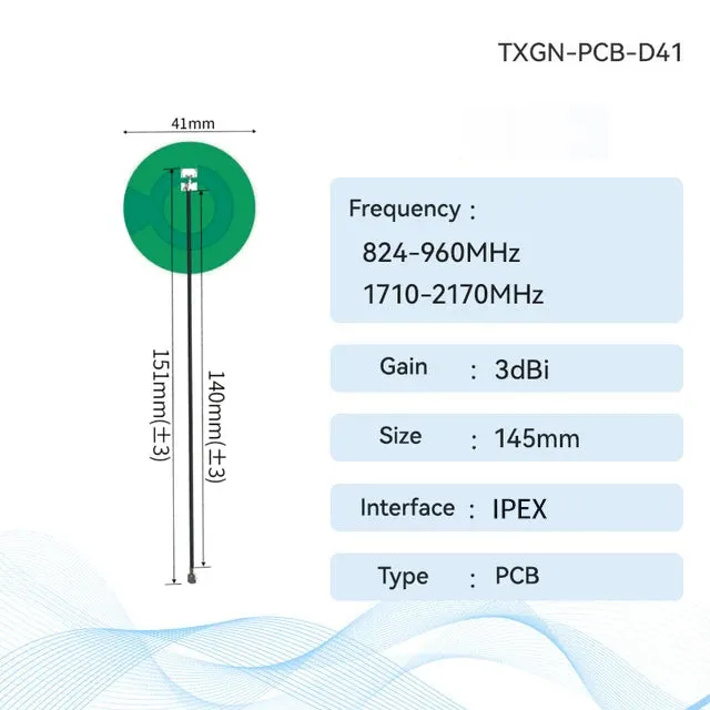 Ebyte TXGN-PCB-3508 4G PCB Antenna CDEBYTE Build-in Antenna Support WCDMA/LET/DTU/4G/5G 826~960 MHz 1710~2170 MHz IPEX Interface