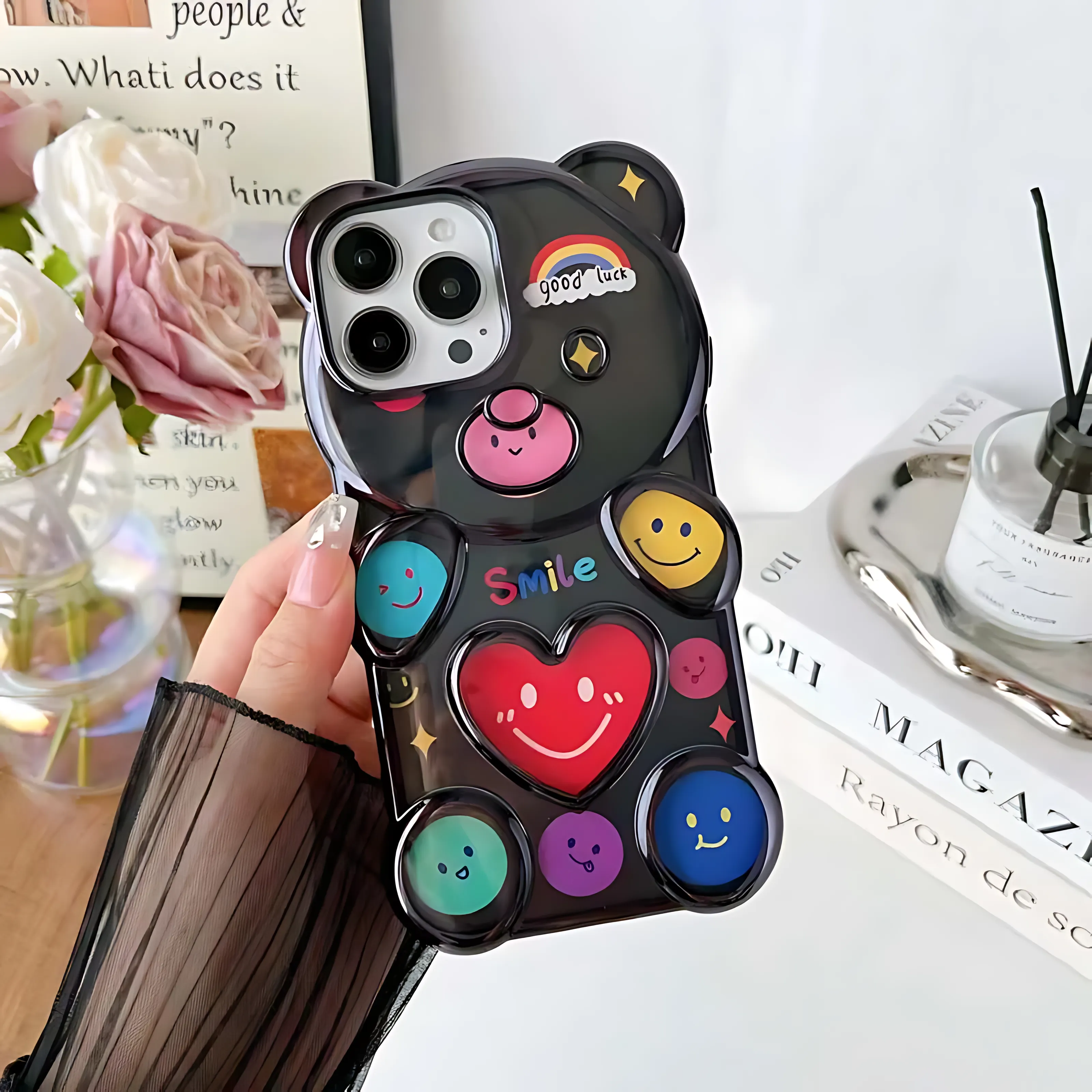 Electroplating Edge Love Heart Bear Case