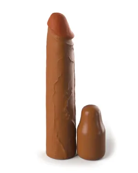 Fantasy 8 Inch Silicone Penis Extension with 2 inch Plug - Caramel