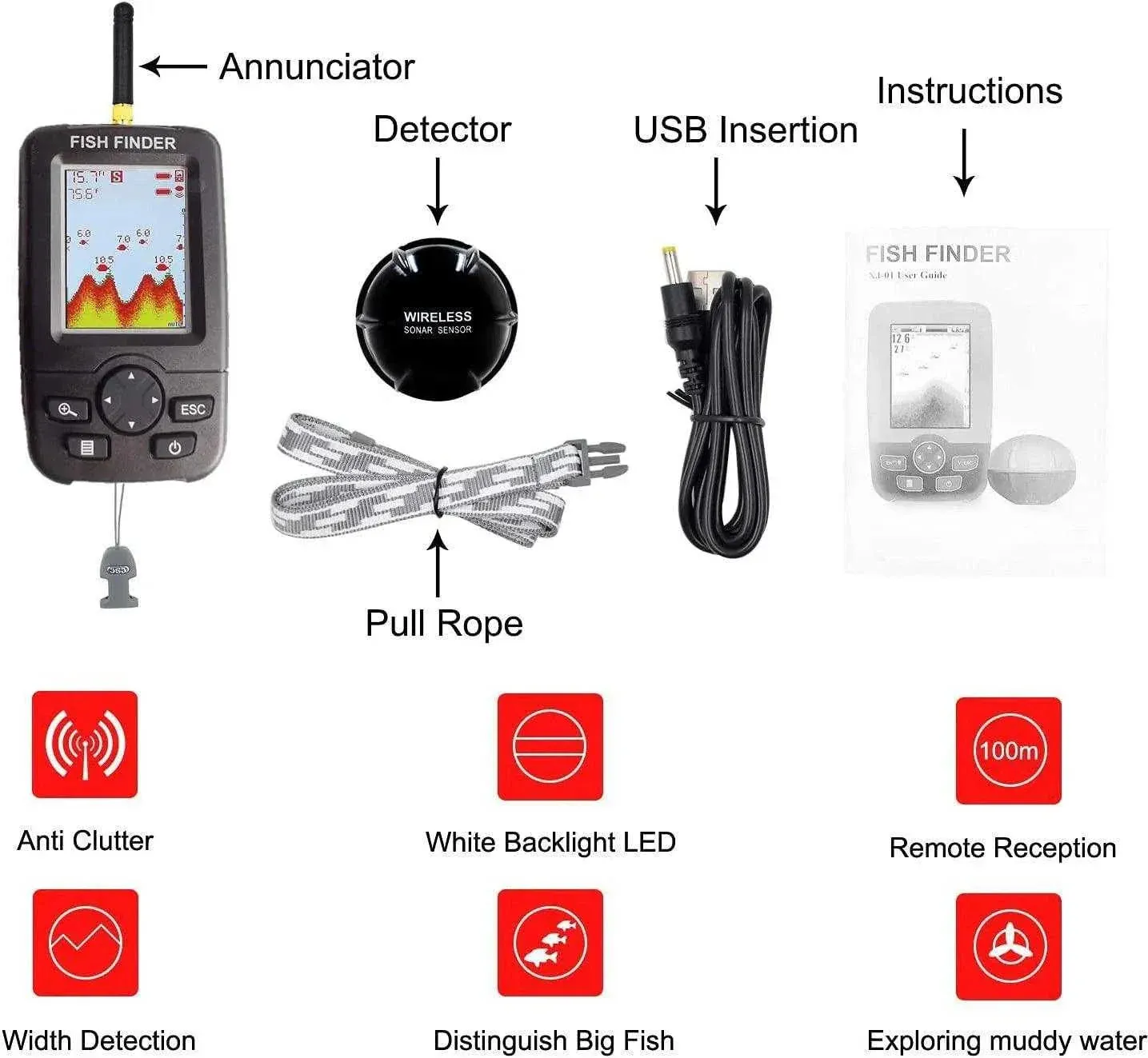 Fish Finder 100M Wireless Sonar-Sensor