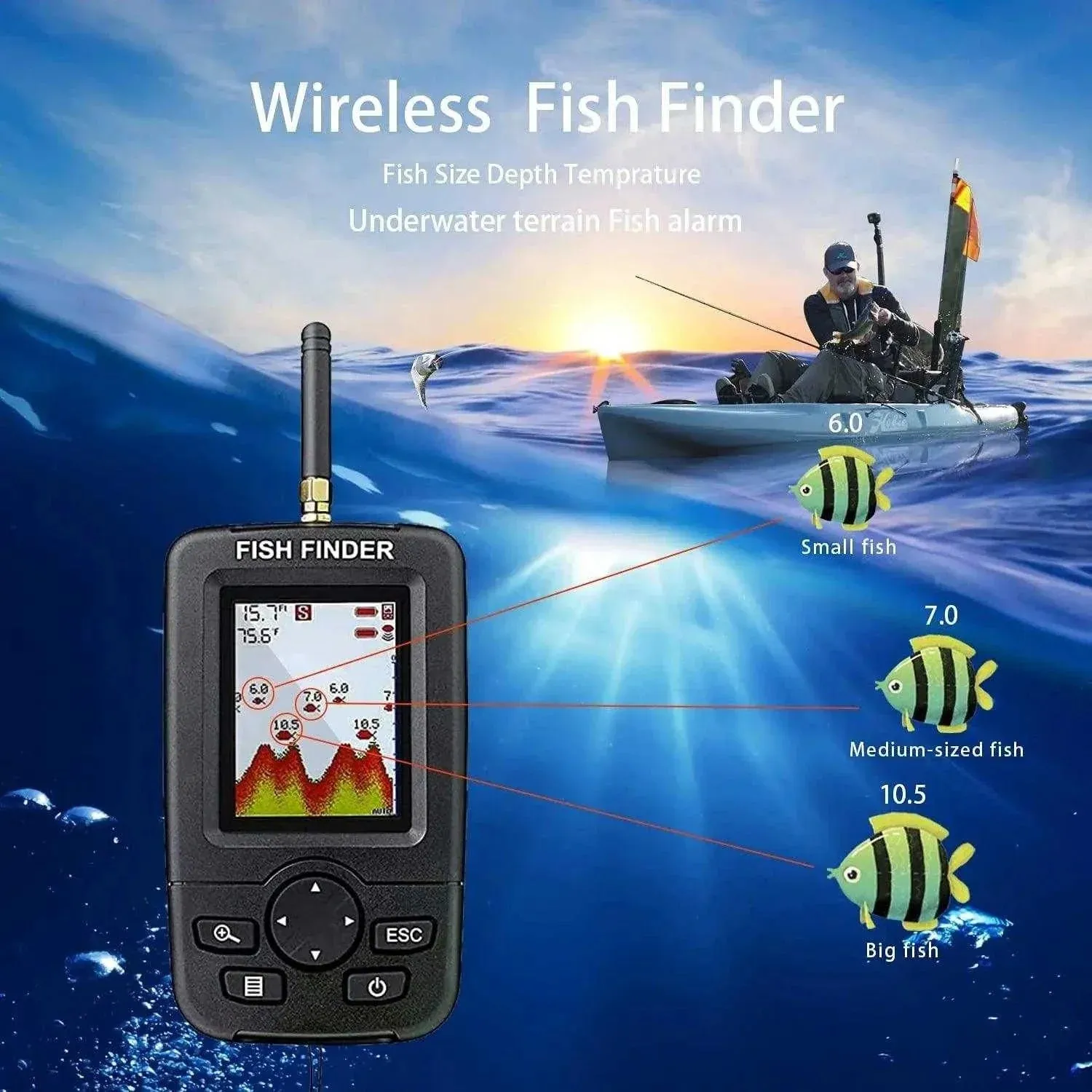 Fish Finder 100M Wireless Sonar-Sensor