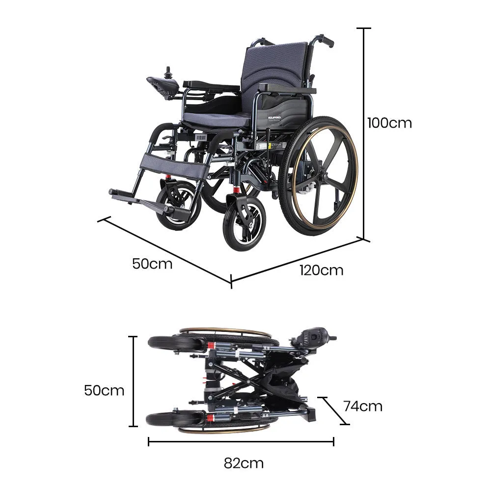 Foldable Electric Wheelchair, 24" Tires, Memory Foam Seat - Equipmed