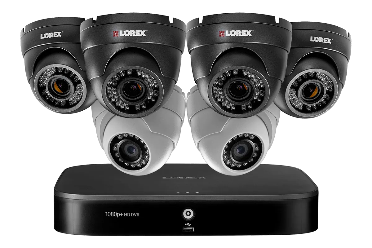 HD 1080p Home Security System with 6 Dome Cameras (4 with Varifocal Zoom Lenses)