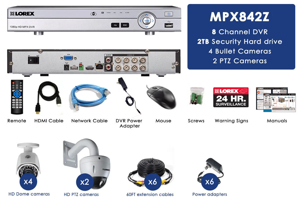 Home Security System with HD 1080p Bullet Cameras and two 720p PTZ Cameras