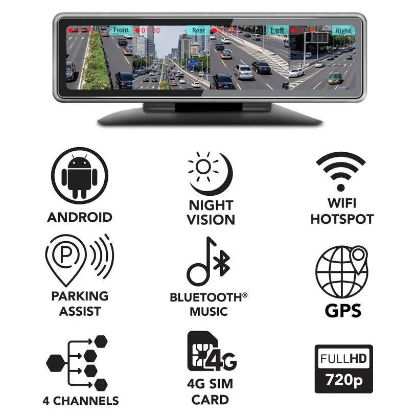 LiveEye 1-4 Cam Live Streaming 4G/WIFI/GPS Dash Cam System - View 1 to 4 Cams from Anywhere in the World