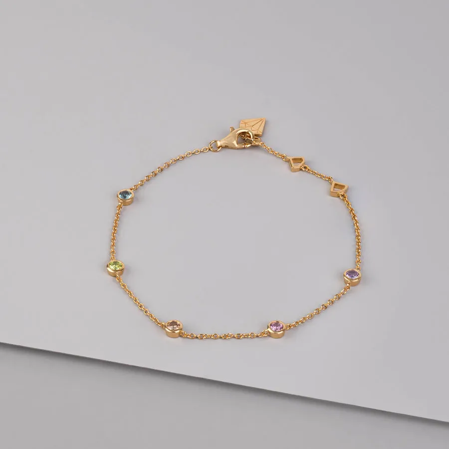 Multi Color Brilliant Bezel 14K Gold Vermeil Bracelet