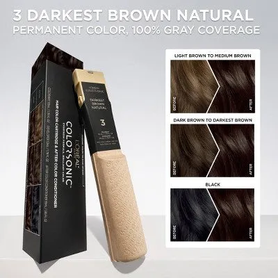 New - L'Oreal Paris Colorsonic Ammonia Free Permanent Hair Color Cartridge - Device Sold Separately - Darkest Brown Natural 3