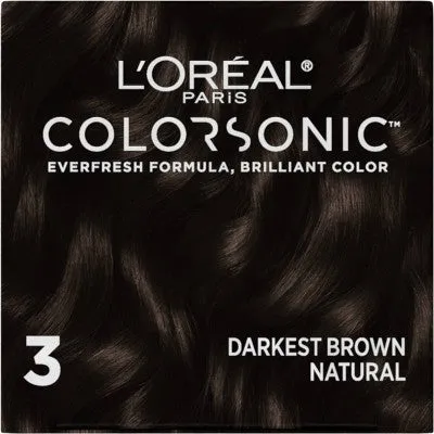 New - L'Oreal Paris Colorsonic Ammonia Free Permanent Hair Color Cartridge - Device Sold Separately - Darkest Brown Natural 3