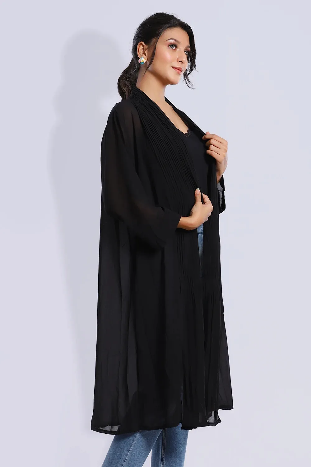 Pleated Long Shrug