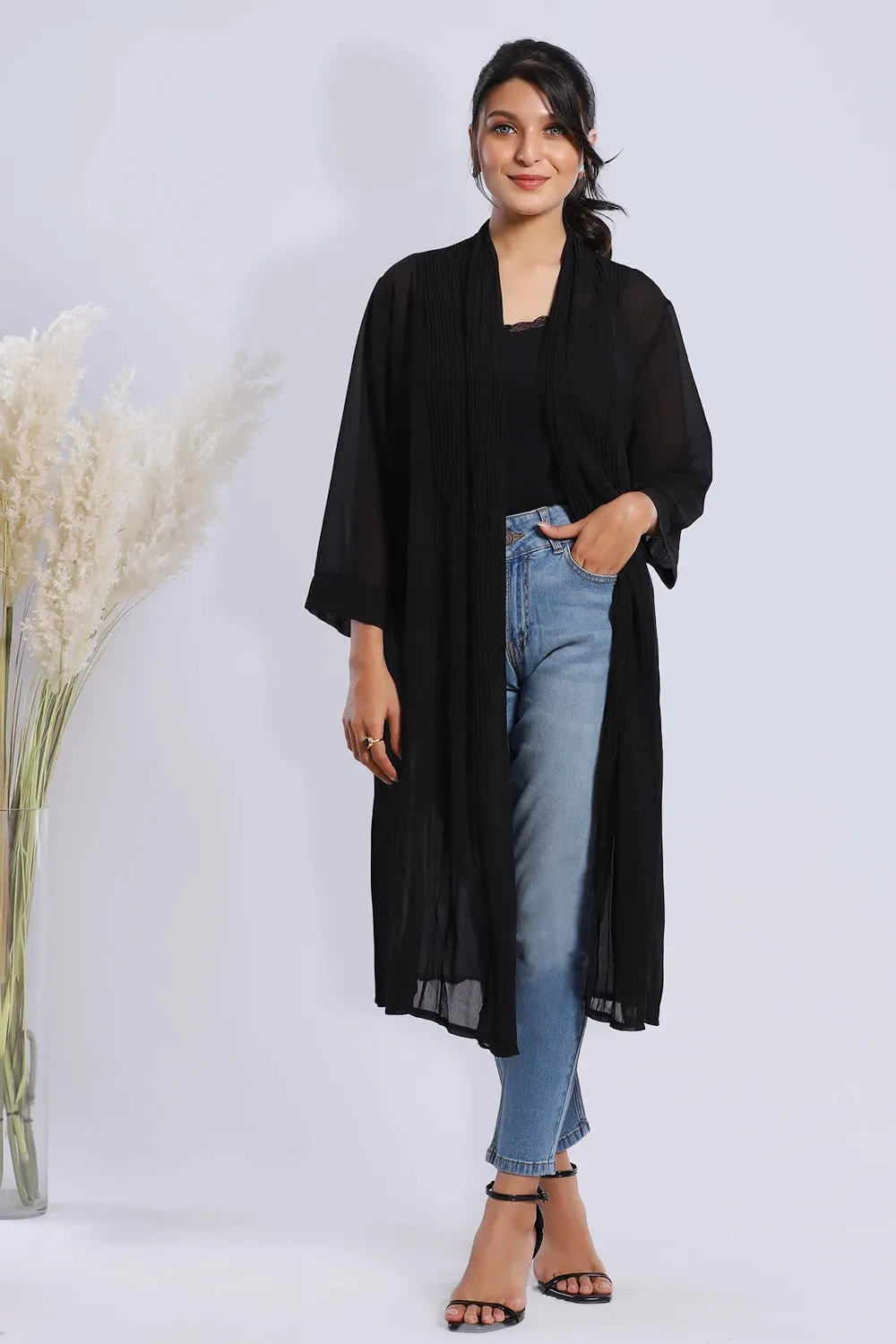 Pleated Long Shrug