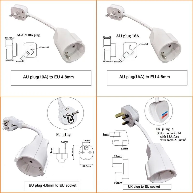 Power Extension Cord Male Plug to Female Socket Adapter Power Cable Conversion For 3000W wire core 13/16A