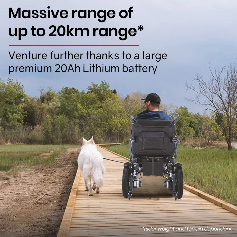 Premium Electric Folding Wheelchair, Long Range, Bariatric, Equipmed