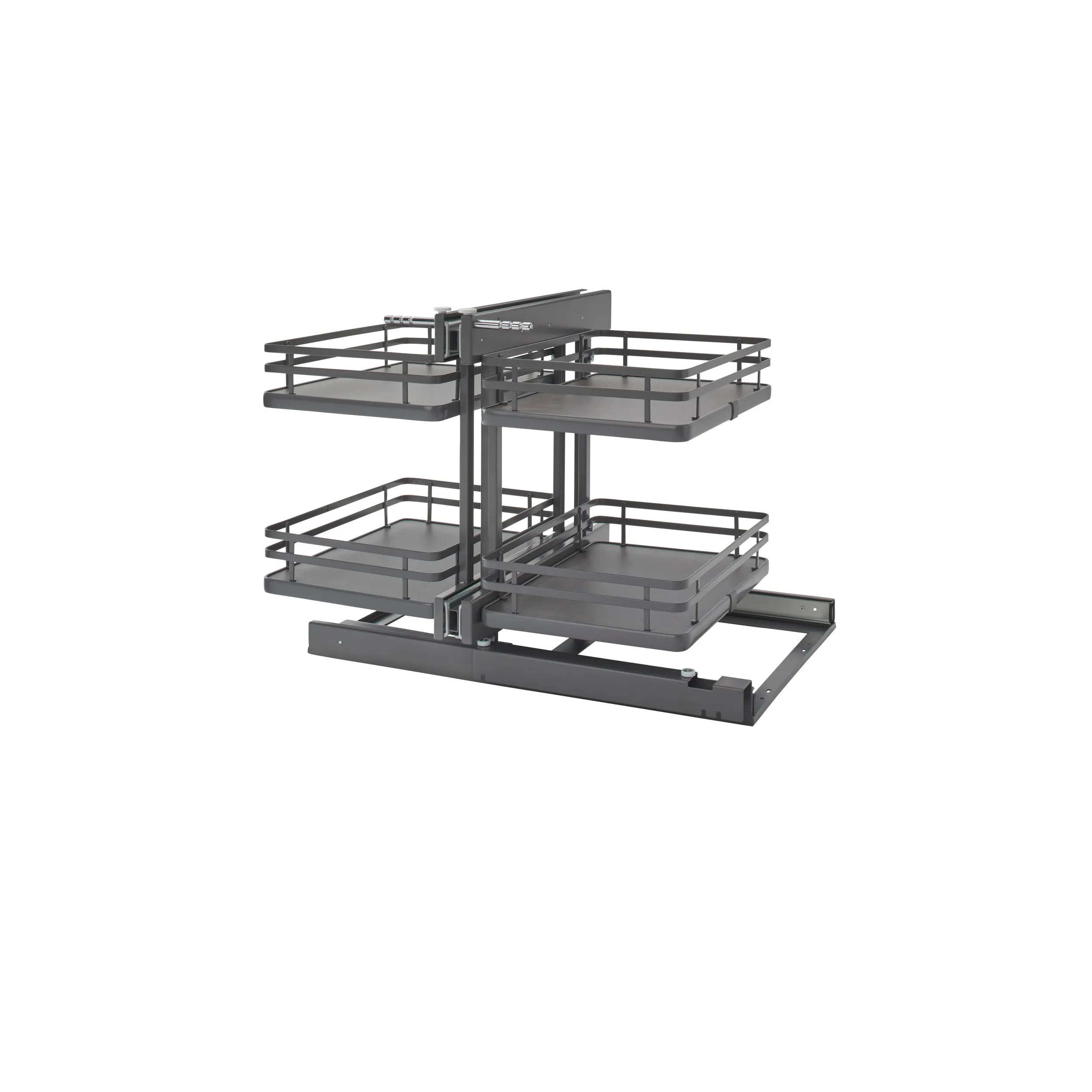 Rev-A-Shelf / 53PSP-15SC-FOG / Steel Two-Tier Pullout Solid Bottom Organizer for Blind Corner Cabinets w/ Soft-Close