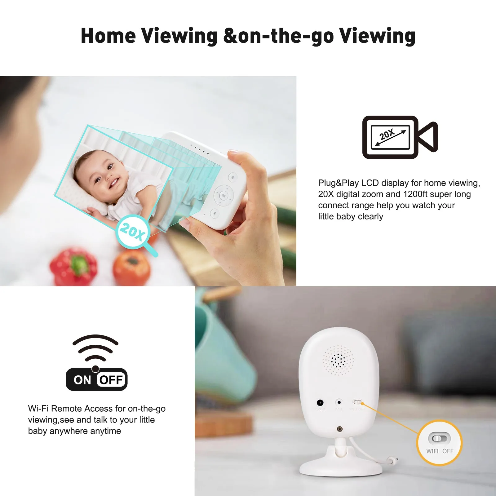 Simyke Smart Baby Monitor: 1080P Camera   3.5” LCD Display, Smartwatch Connectivity