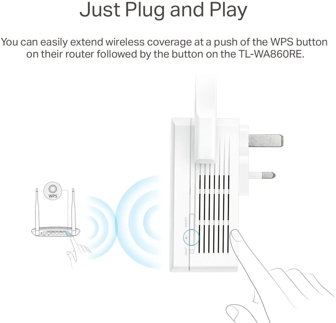 TP-LINK (TL-WA860RE) 300Mbps Wall-Plug Wifi Range Extender, AC Passthrough, 1 LAN