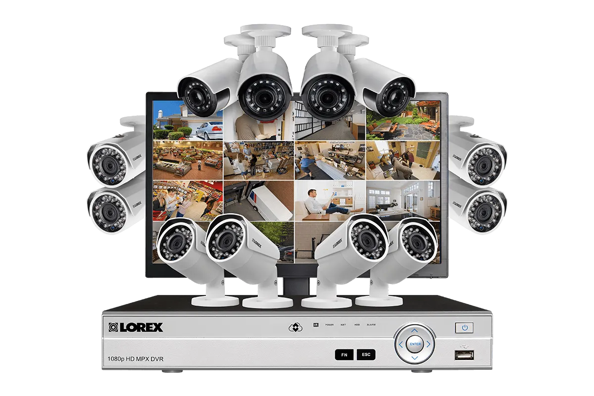 Twelve Camera HD 1080p Security System Including 4 Ultra Wide Angle Security Cameras plus LED Monitor