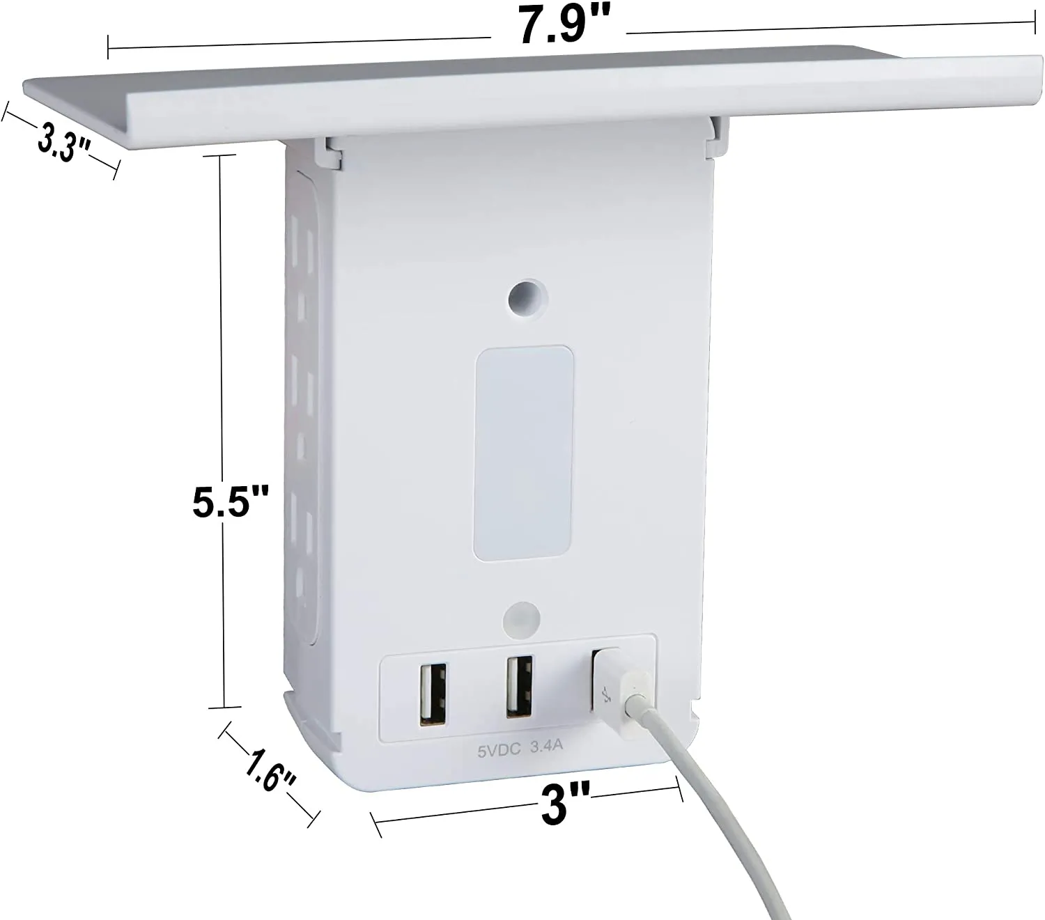 Wall Outlet Extender-2 Pack Surge Protector 15 A Multifunctional Outlet Wall Plug with USB Ports(3.4A Total), 6 AC Outlets